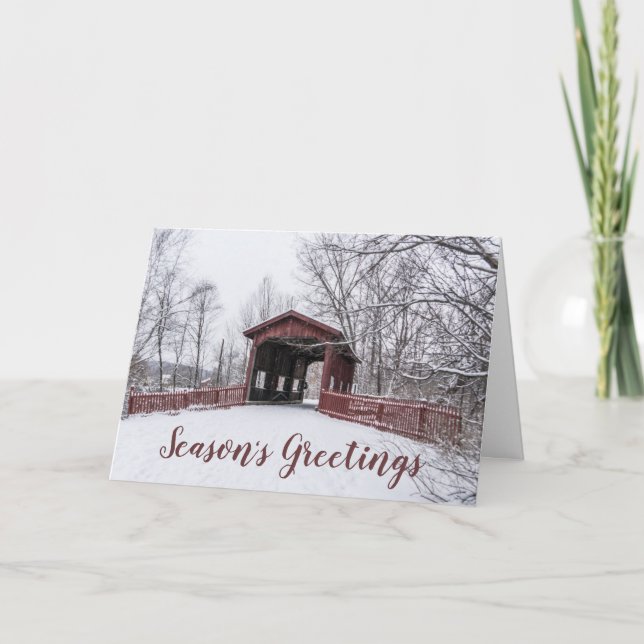 Överbygd bro Julhälsningar Julkort Kort (Framsida)
