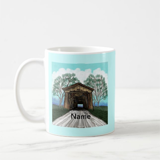 Överbygd bro under våren kaffemugg (Vänster)