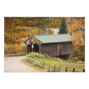 Överbyggd bro, Vermont, USA Fototryck