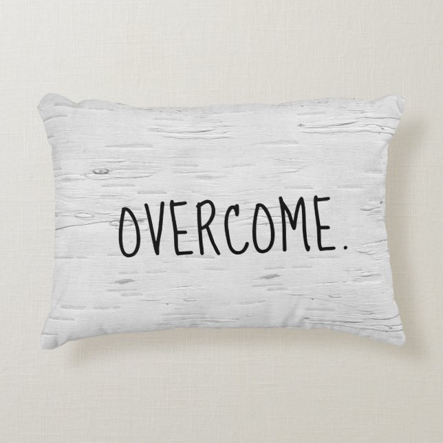 OVERCOME Text on Birch Träd accent Pillow Prydnadskudde (Framsidan)
