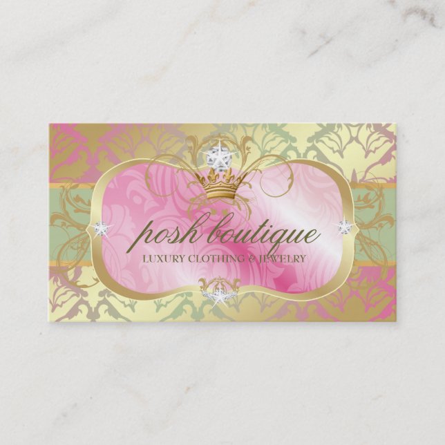 Överdådig rosa ShimmerTiara för uppläggningsfat Visitkort (Framsida)