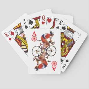 Överdängare av cyklar som leker kort casinokort