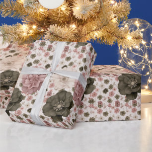 Överdimensionerade blommor i nedtonad rosa, kräm o presentpapper