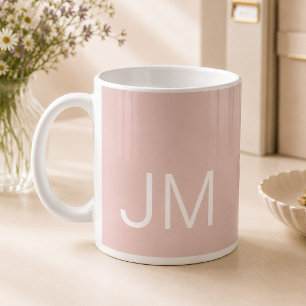 Överdimensionerade monograminitialer rosablå kaffemugg