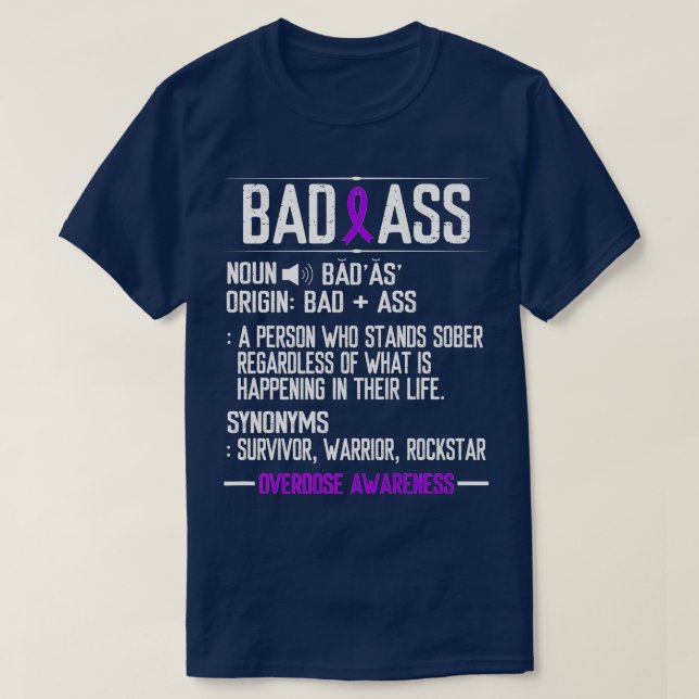 Overdose Awareness Badass Clean Life Purple Ribbon T Shirt (Design framsida)