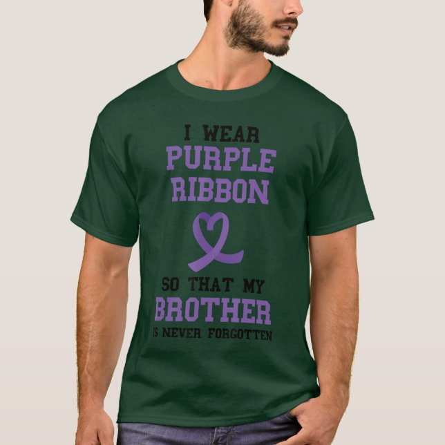 Overdose Awareness Brother Never Forgotten Purple  T Shirt (Framsida)
