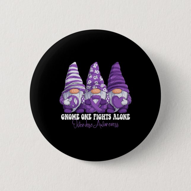 Overdose Awareness Month Purple Ribbon Gnomies Sup Knapp (Framsida)