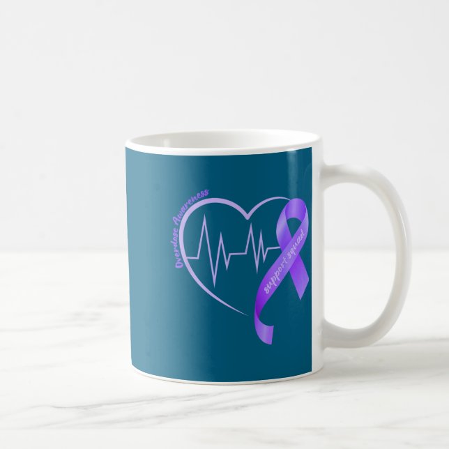 Overdose Awareness Month Purple Ribbon Heart Suprt Kaffemugg (Höger)