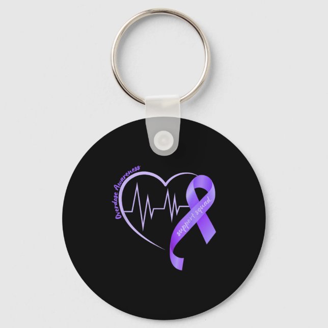 Overdose Awareness Month Purple Ribbon Heart Suprt Nyckelring (Framsida)