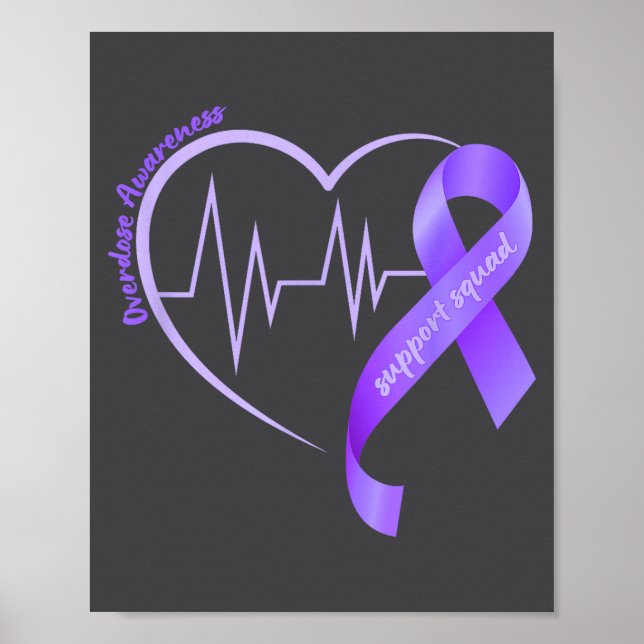 Overdose Awareness Month Purple Ribbon Heart Suprt Poster (Framsidan)