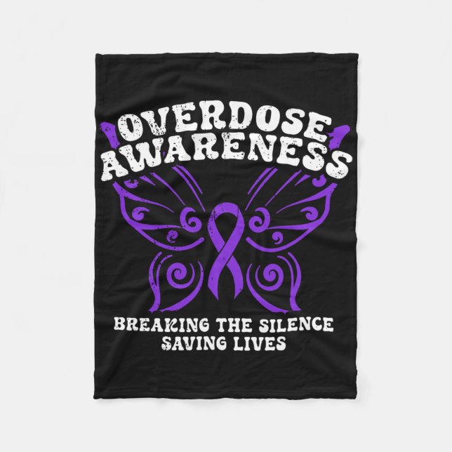 Overdose Awareness Purple Ribbon Drug Addiction 10 Fleecefilt (Framsidan)