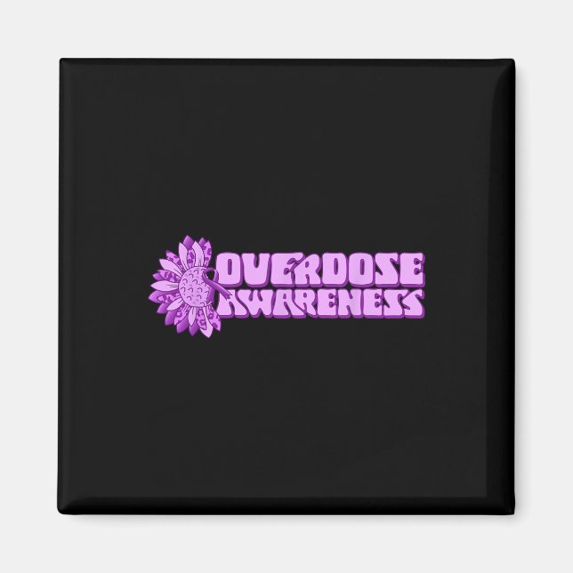 Overdose Awareness Purple Ribbon Drug Addiction 32 Magnet (Framsidan)