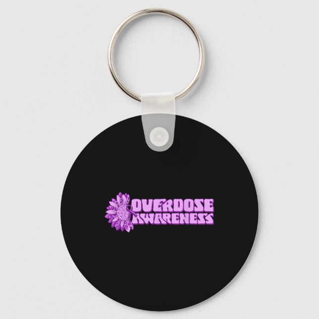 Overdose Awareness Purple Ribbon Drug Addiction 32 Nyckelring (Framsida)