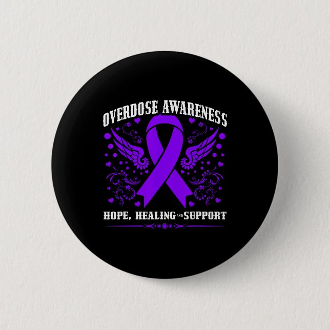Overdose Awareness Purple Ribbon Drug Addiction 55 Knapp (Framsida)