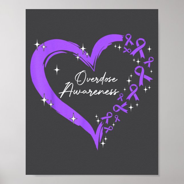 Overdose Awareness Purple Ribbon Drug Addiction He Poster (Framsidan)