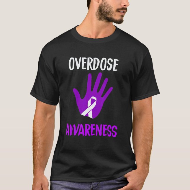 Overdose Awareness Purple Ribbon Drug Addiction Re T Shirt (Framsida)