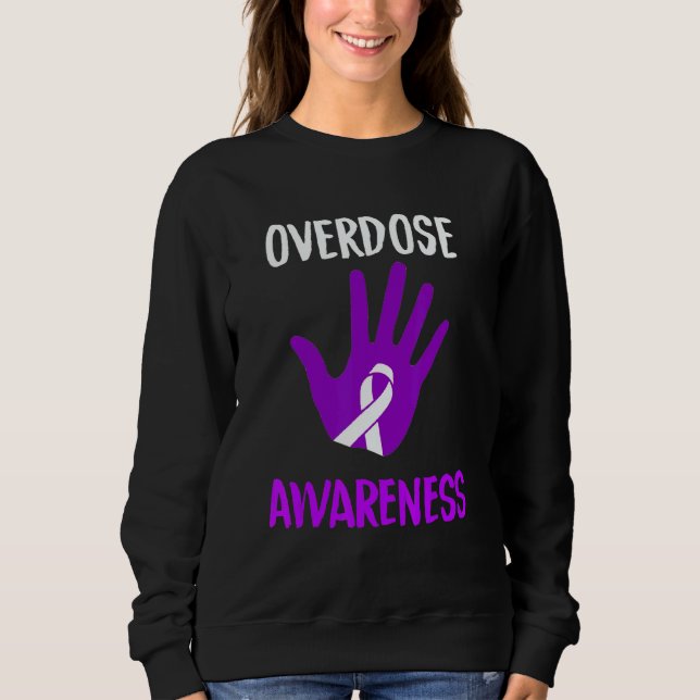 Overdose Awareness Purple Ribbon Drug Addiction Re T Shirt (Framsida)