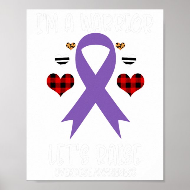 Overdose Awareness Ribbon I'm Warrior Let's Raise  Poster (Framsidan)