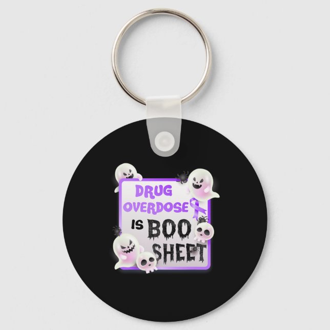 Överdosering av roligt Boo Halloween Ghost är Boo  Nyckelring (Framsida)