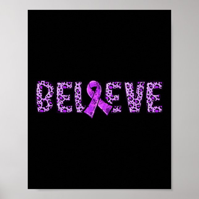 Överdosering Leopard - Lila Ribbon Support Tro Poster (Framsidan)