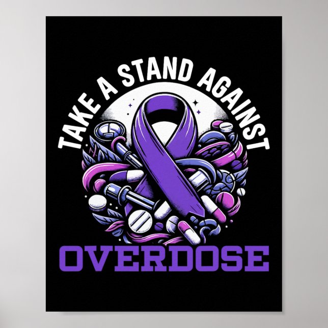 Överdosering Medvetandedag I Bära Lila Ribbon Poster (Framsidan)