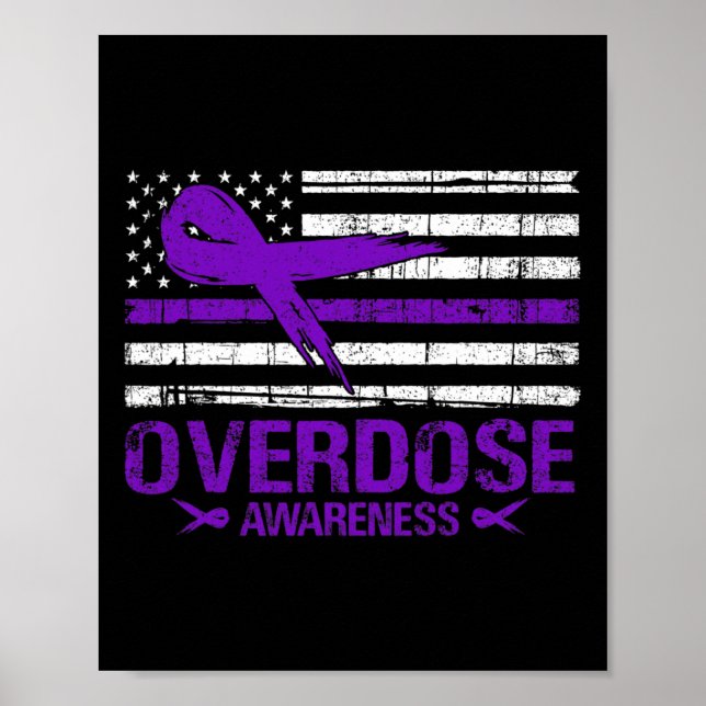 Överdosering Medvetandedag USA Amerikansk Flagga Ö Poster (Framsidan)