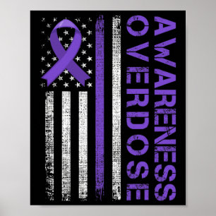 Överdosering Medvetandedag USA Amerikansk Flagga Ö Poster