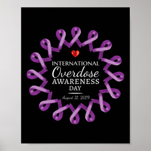 Överdosering Medvetenhetsdagen 2019 Lila Ribbon i Poster