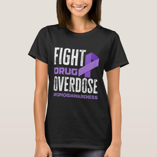Överdosering Ribbon Opioid överdosering vid överdo T Shirt (Framsida)