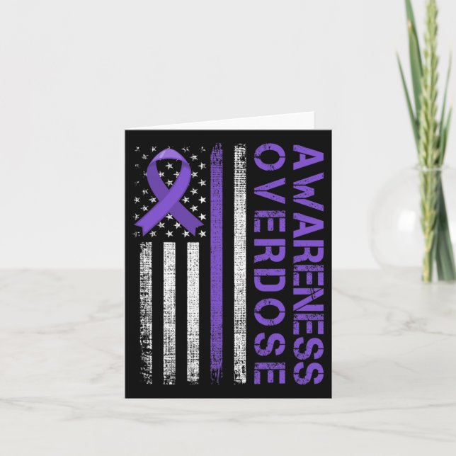 Överdosmedvetandedagen Usa Amerikansk Flagga Överd Kort (Framsida)