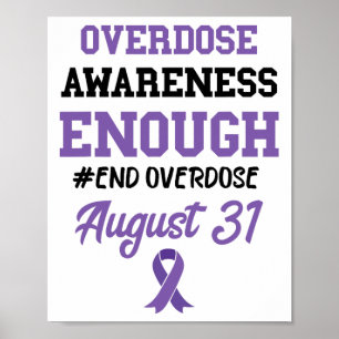 Överdosmedvetenhet Avsluta överdos 31 augusti Lila Poster