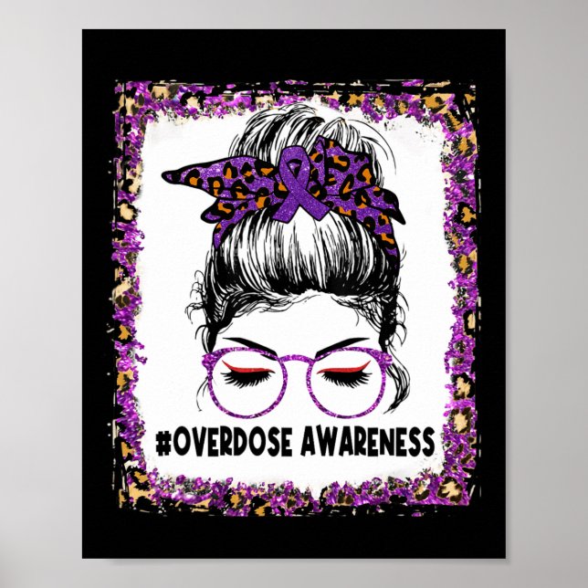 Överdosmedvetenhet Bär Lila Leopard Rött Hårknut W Poster (Framsidan)