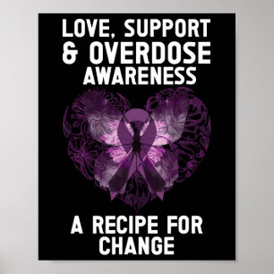Överdosmedvetenhet Lila Band Drogmissbruk Fågel Poster