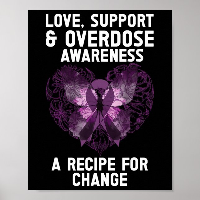 Överdosmedvetenhet Lila Band Drogmissbruk Fågel Poster (Framsidan)