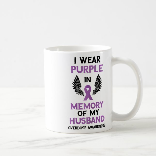 Överdosmedvetenhet Lila band minne av min make Kaffemugg (Höger)