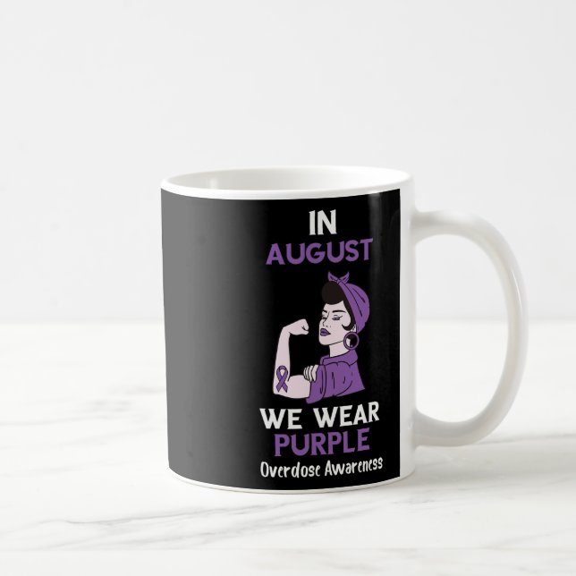 Överdosmedvetenhetsmånad i augusti Lila band O Kaffemugg (Höger)