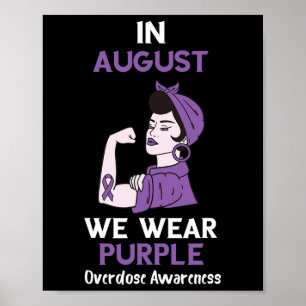 Överdosmedvetenhetsmånad i augusti Lila band O Poster