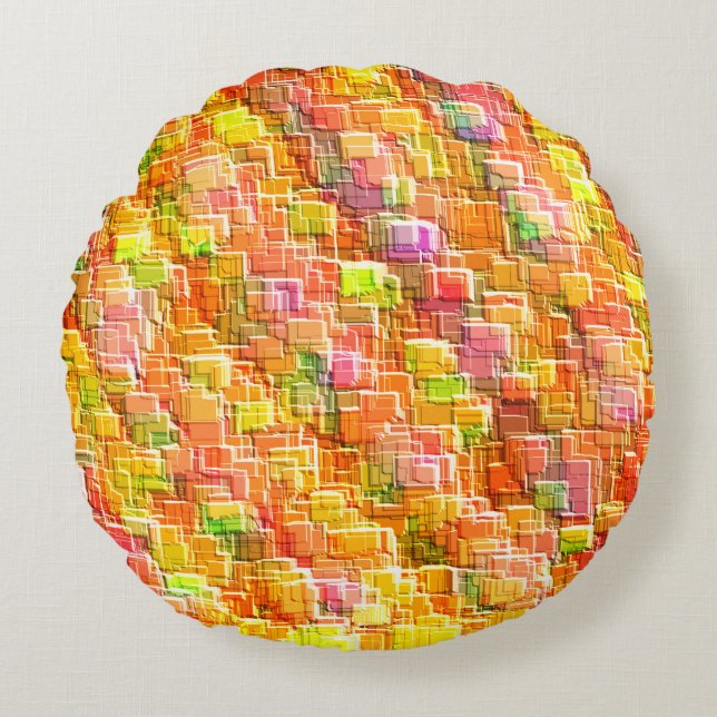 Överdriven  av präglade kvadratiska täckskikt rund kudde (Framsidan)