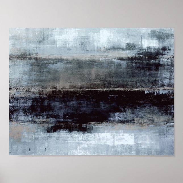 Överdriven färgtoning av blå Abstrakt Poster (Framsidan)