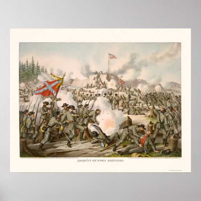 Överfall på Fort Sanders av Kurz och Allison 1863 Poster (Framsidan)