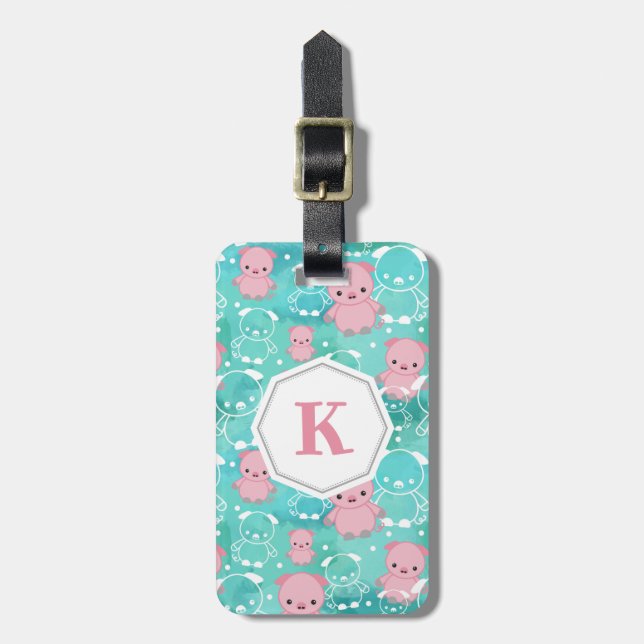 Överflöd av Monogrammed grisar - Bagagebricka (Vertikal Framsida)