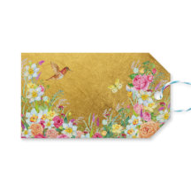 Överflöd Guld Blommig Kolibri