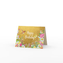 Överflöd Guld Blommig Kolibri