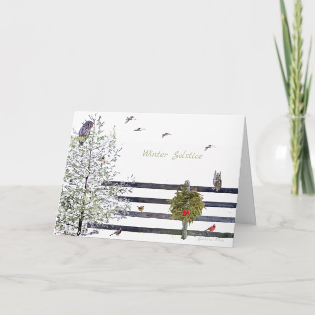 Överflöd på jorden: Vinter Solstånd Julkort Helgkort (Framsida)