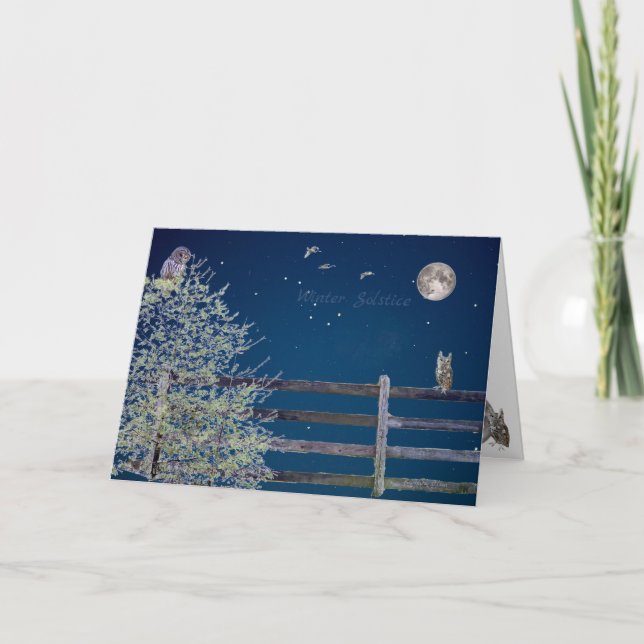 Överflöd på jorden: Vinter Solstånd Julkort Helgkort (Framsida)