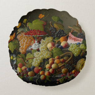 Överflödande frukt, 1858 (olja på kanfas) rund kudde