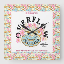 ÖVERFLÖDET Blommigt Wall Clock designad av Adiela  Fyrkantig Klocka