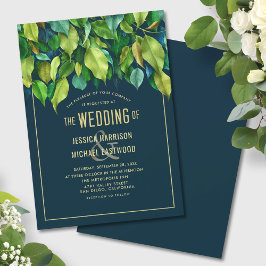 Överflödig flytande fälla Greenery Blue Modern Brö Inbjudningar