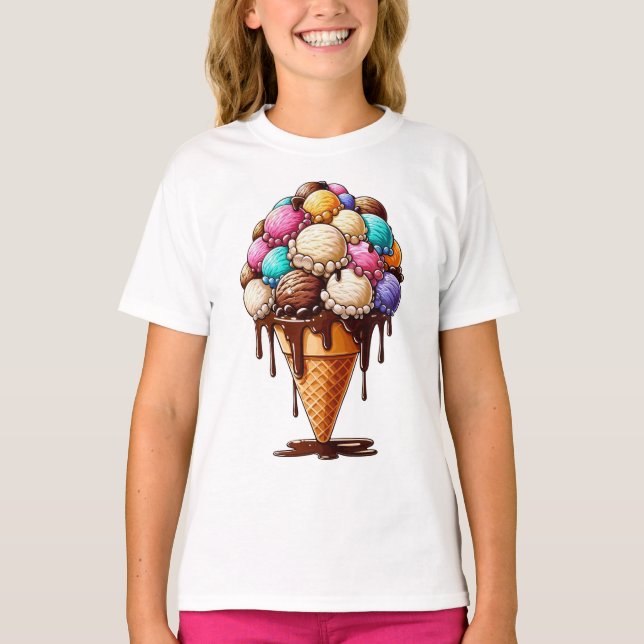 "Överflödig iskräm Cone" T Shirt (Framsida)