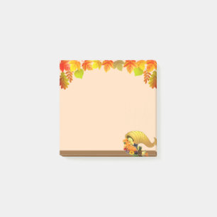 Överflödshorn, höstlöv på beige post-it block